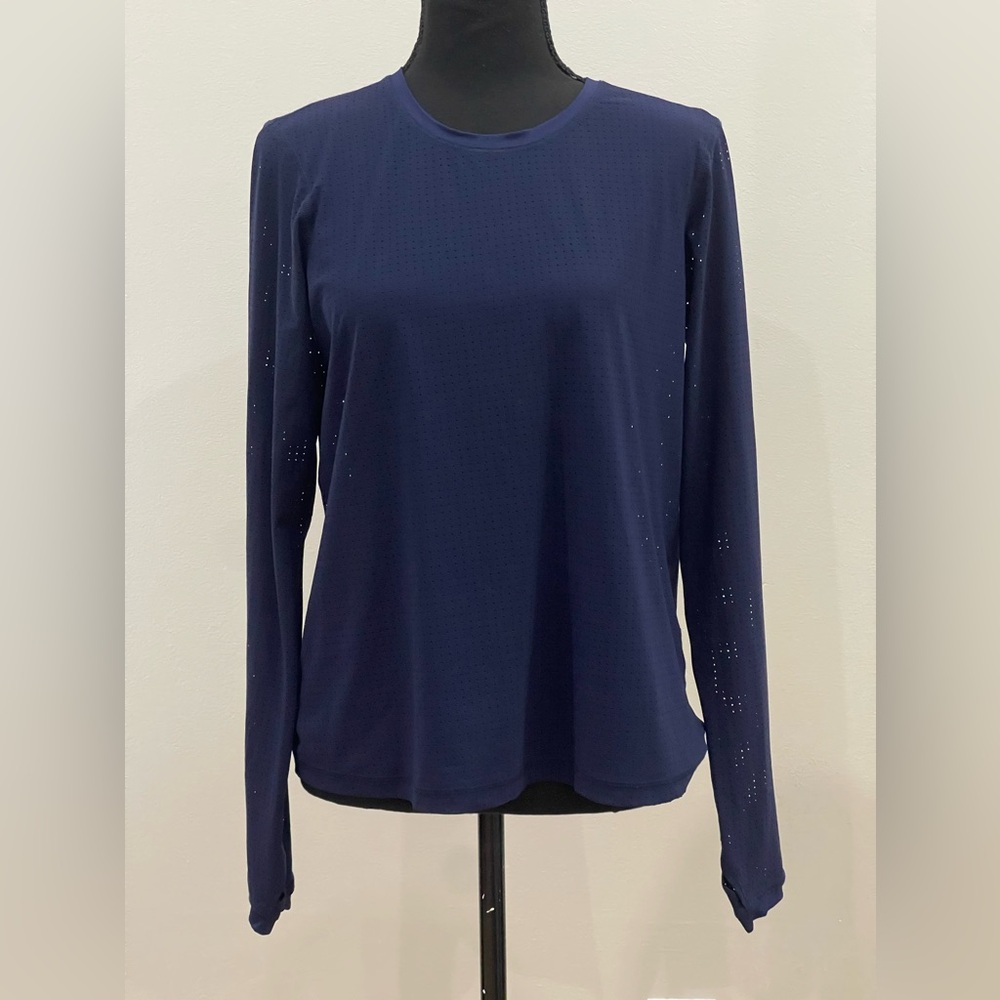 G L Navy Perforated Long Sleeve with‎ Stretch 084